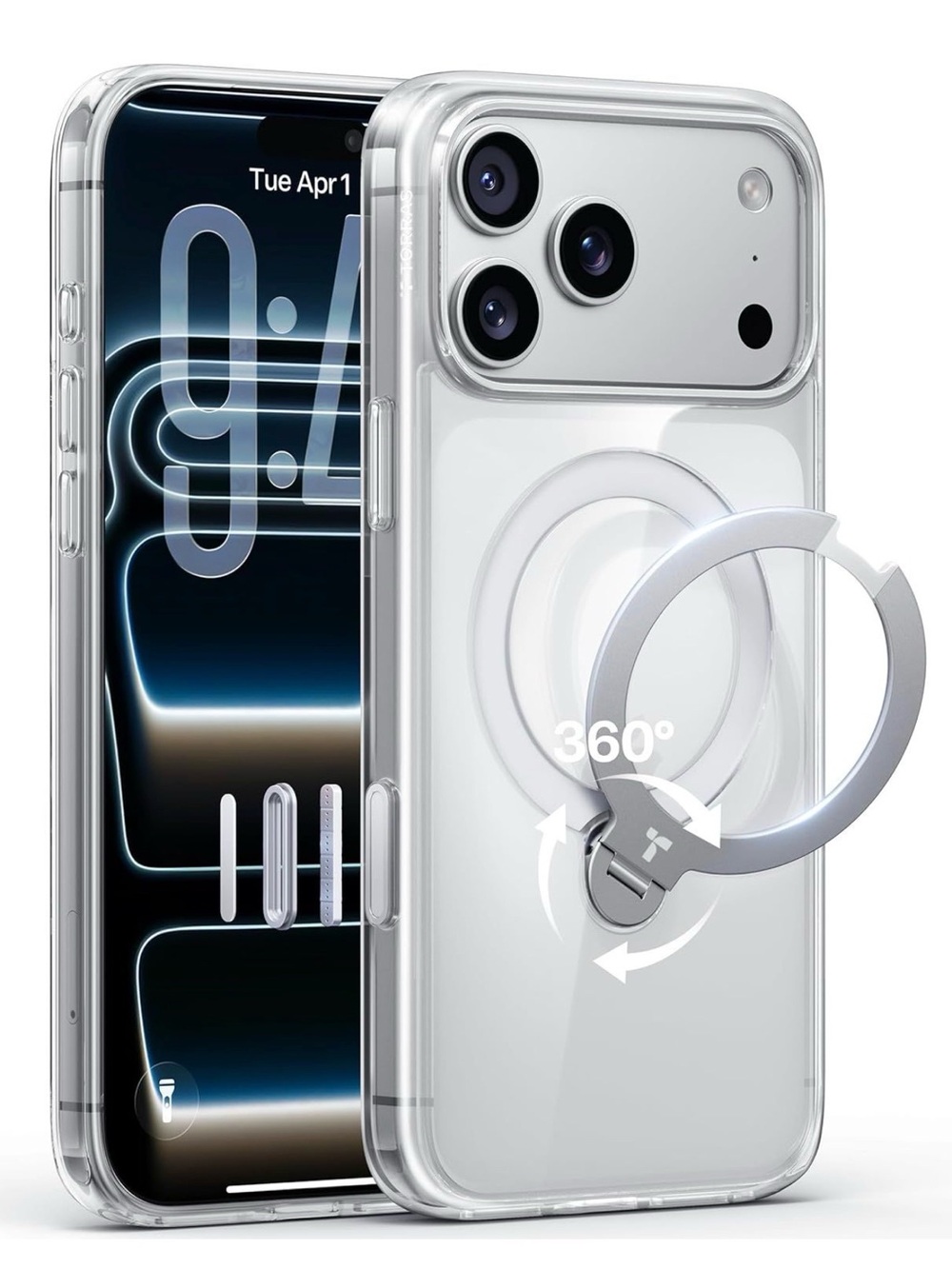 TORRAS Ostand Q3 Spin IPhone 16 Pro Clear MagSafe Case 360 Degree Stand 6.3”